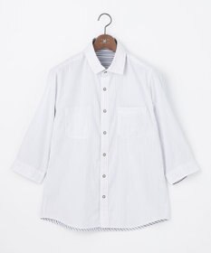 JOSEPH ABBOUD 【キングサイズ・2WAY】リバーシブルストライプ 七分袖 シャツ