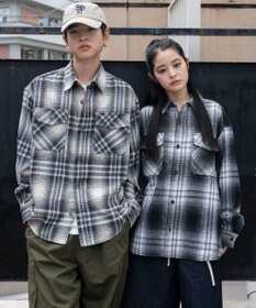 WEGO 【2025年秋冬新作/ユニセックス着用ITEM/SMLサイズ展開】ヘビーネルチェックシャツ（LS）