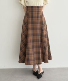 earth music&ecology バックレースアップチェックスカート