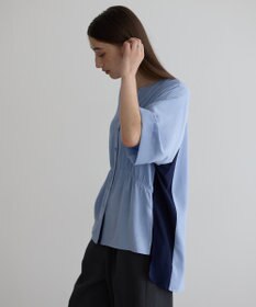 YECCA VECCA ギャザーデザイン配色シャツ