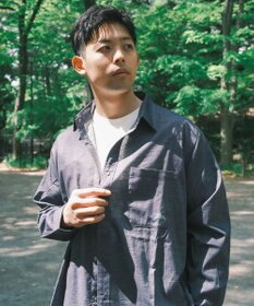 SHARE PARK MENS 【UVカット・撥水・ストレッチ】イージーデニムレギュラーカラーシャツ