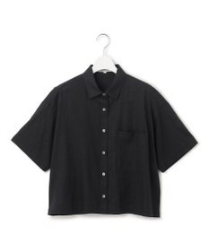 23区 【SLOW/洗える】リネンコットン 半袖クロップドシャツ