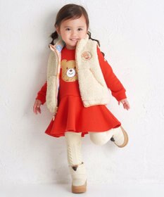 MIKI HOUSE HOT BISCUITS 【80-120cm】 カラフルビーンズ 裏ボアフリース リバーシブル総柄ベスト