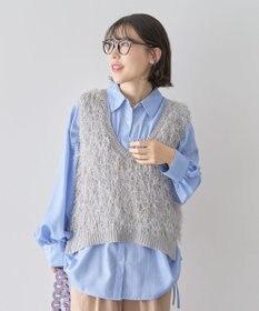 Green Parks ラメ入り毛足ニットベスト