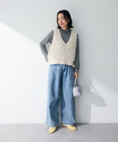 Green Parks ラメ入り毛足ニットベスト