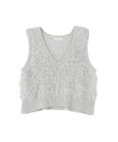 Green Parks ラメ入り毛足ニットベスト