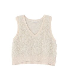 Green Parks ラメ入り毛足ニットベスト