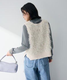 Green Parks ラメ入り毛足ニットベスト