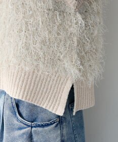 Green Parks ラメ入り毛足ニットベスト