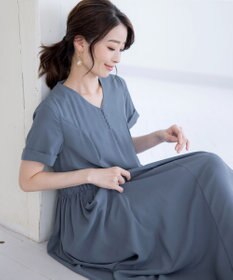 Tiaclasse L 【洗える】サイドギャザーワンピース