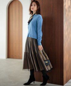 組曲 【前後着用可】コットンカシミヤ混2WAYケーブル ニット