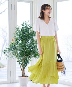 Tiaclasse 【洗える】ギャザーフリルティアードスカート