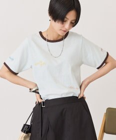 AMERICAN HOLIC ランダムロゴ刺繍リンガーTシャツ