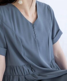 Tiaclasse L 【洗える】サイドギャザーワンピース