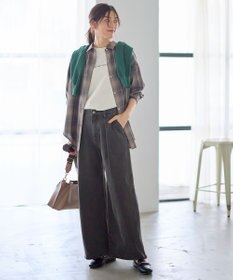 ANY L 【ウエストゴム】タックワイドデニム