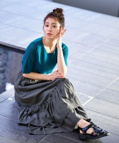 Tiaclasse 【洗える】ギャザーフリルティアードスカート