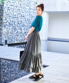 Tiaclasse 【洗える】ギャザーフリルティアードスカート