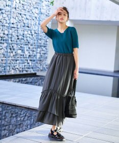 Tiaclasse 【洗える】ギャザーフリルティアードスカート