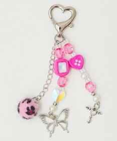 WEGO レオパードぽんぽんビーズキーホルダー