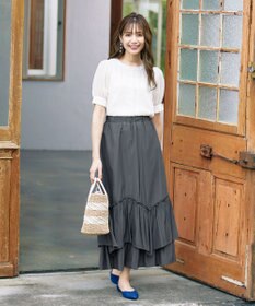 Tiaclasse 【洗える】ギャザーフリルティアードスカート