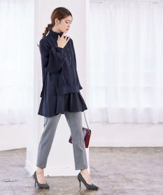 Tiaclasse 【洗える】コンビフレアニットトップス