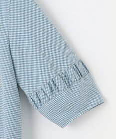 J.PRESS LADIES L 【洗える】アセVis ギンガム ボリュームスリーブ ブラウス