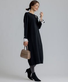 組曲 S 袖フリルニット ワンピース