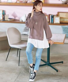 Tiaclasse 【洗える】コンビフレアニットトップス