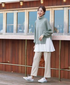 Tiaclasse L 【洗える】コンビフレアニットトップス