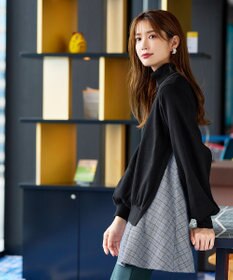 Tiaclasse L 【洗える】コンビフレアニットトップス