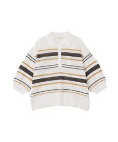 Green Parks 衿付き７分袖ニットプルオーバー