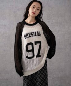 WEGO ロゴメッシュジャガードニット