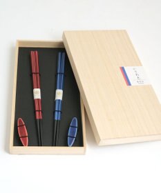 たち吉 【たち吉】かさね色箸・箸置セット葡萄染〈箸2膳・箸置2個〉