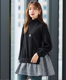 Tiaclasse 【洗える】コンビフレアニットトップス