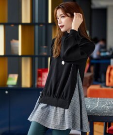 Tiaclasse 【洗える】コンビフレアニットトップス