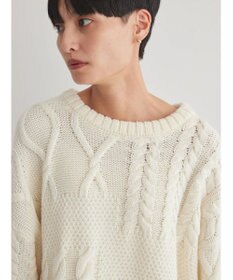 AMERICAN HOLIC パッチワークケーブルニットプルオーバー