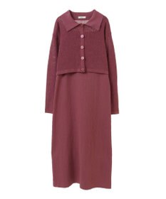 earth music&ecology ＳＥＴ２点襟付きカーディガン＋ニットワンピース