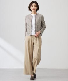 J.PRESS LADIES 【洗える】プレーティングジャージー バンドカラー カットソー