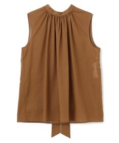 BEIGE， 【洗える】BAC / コットンバックボウタイノースリーブブラウス