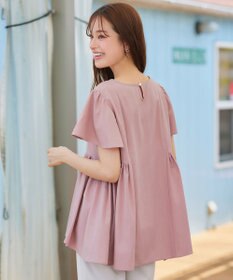 Tiaclasse 【洗える】ペプラムギャザーピンタックブラウス