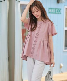 Tiaclasse 【洗える】ペプラムギャザーピンタックブラウス