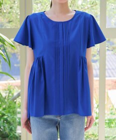 Tiaclasse 【洗える】ペプラムギャザーピンタックブラウス