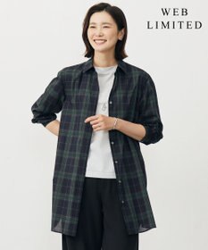 J.PRESS LADIES 【WEB限定カラーあり・洗える】SOFT SHEER チェック ロング シャツ