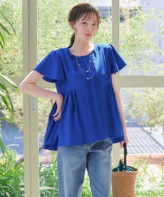 Tiaclasse 【洗える】ペプラムギャザーピンタックブラウス