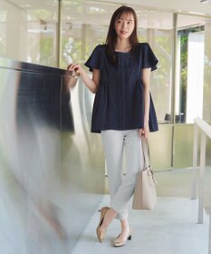 Tiaclasse 【洗える】ペプラムギャザーピンタックブラウス