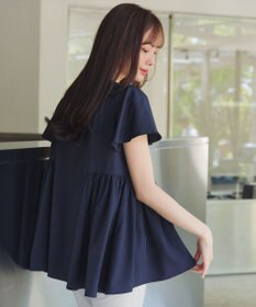 Tiaclasse 【洗える】ペプラムギャザーピンタックブラウス