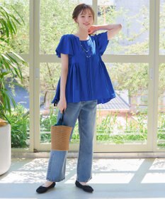 Tiaclasse 【洗える】ペプラムギャザーピンタックブラウス