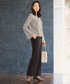 自由区 【セットアップ対応・洗える】レーヨンストレッチフレアスリーブ ニット