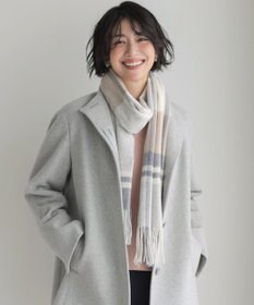 J.PRESS LADIES カシミヤチェック マフラー ライトグレー系