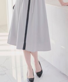 Tiaclasse L 【新色追加・洗える】配色キーネックストライプワンピース